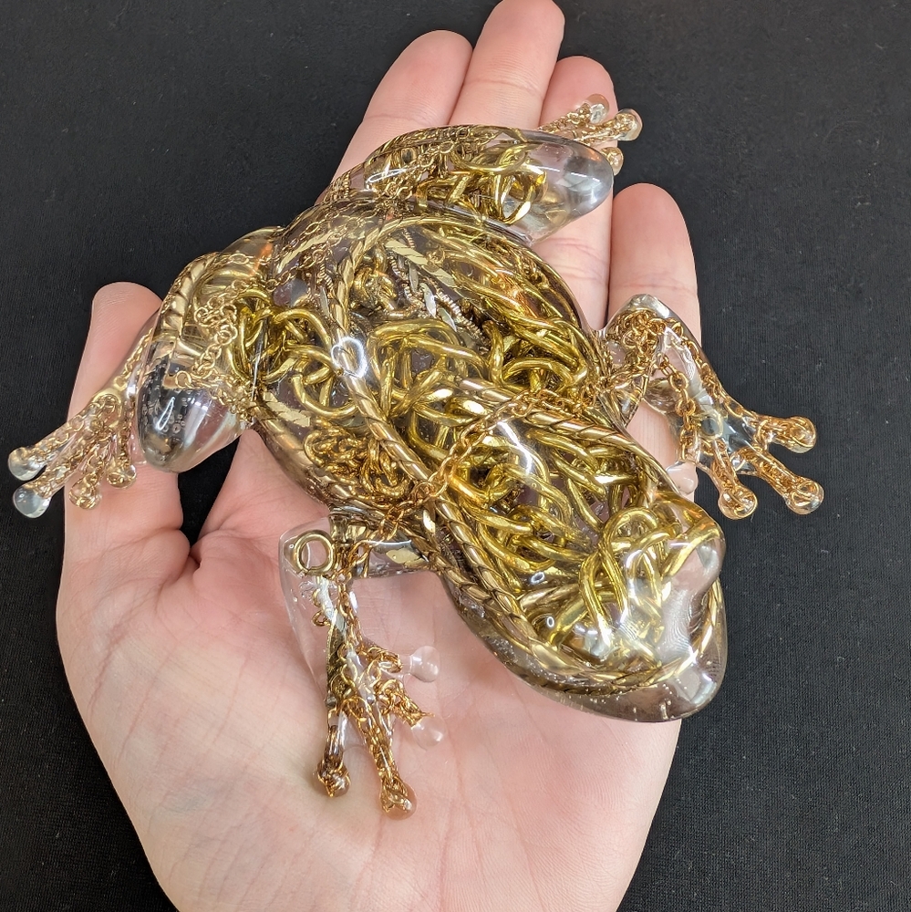 NWT Handmade Chain Jewelry Frog Vintage Upcycled Decor Gift - Picture 5 of 8